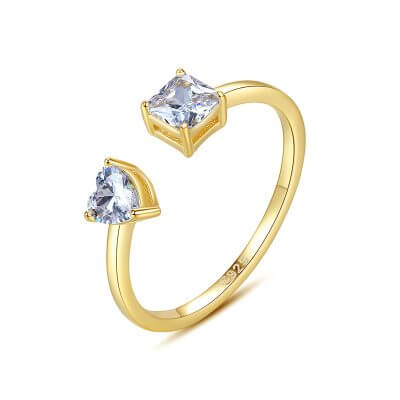 Сребърен пръстен със златно покритие и скъпоценни камъни silver sense