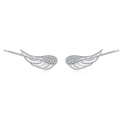 сребърни обеци във формата на криле, снимка на бял фон