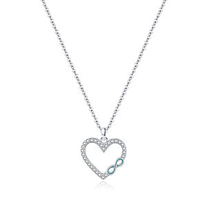 Сребърно колие – Преданост - Сребърно колие Silver Sense с висулка във формата на сърце и символ на безкрайност, украсено с блестящи циркони – израз на вечна любов и елегантност. Сребърно колие Silver Sense с висулка във формата на сърце и символ на безкрайност, украсено с блестящи циркони – израз на вечна любов и елегантност.